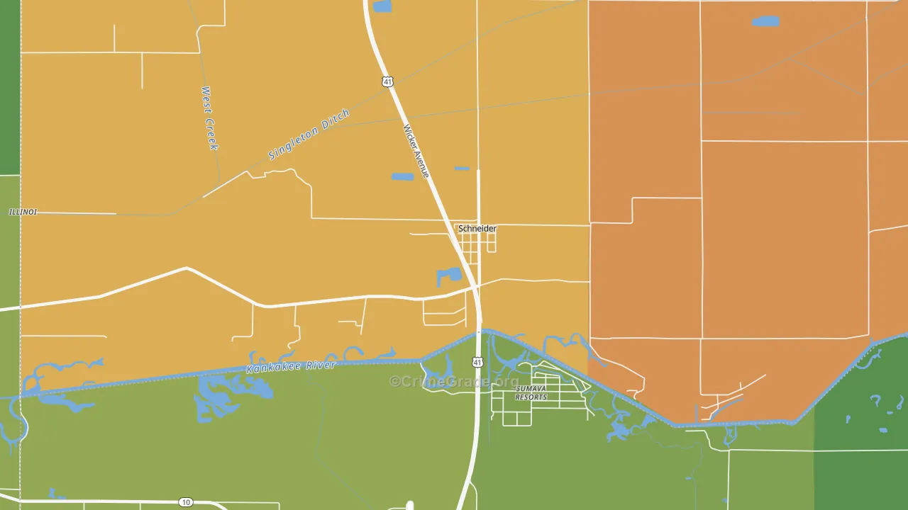 46376, IN Map of Vehicle Theft Rates