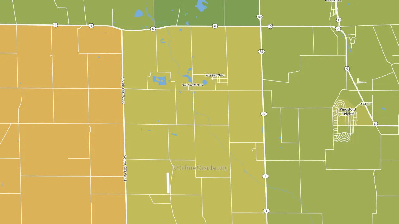 46382, IN Map of Vehicle Theft Rates
