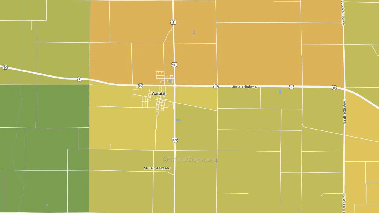 46390, IN Map of Vehicle Theft Rates