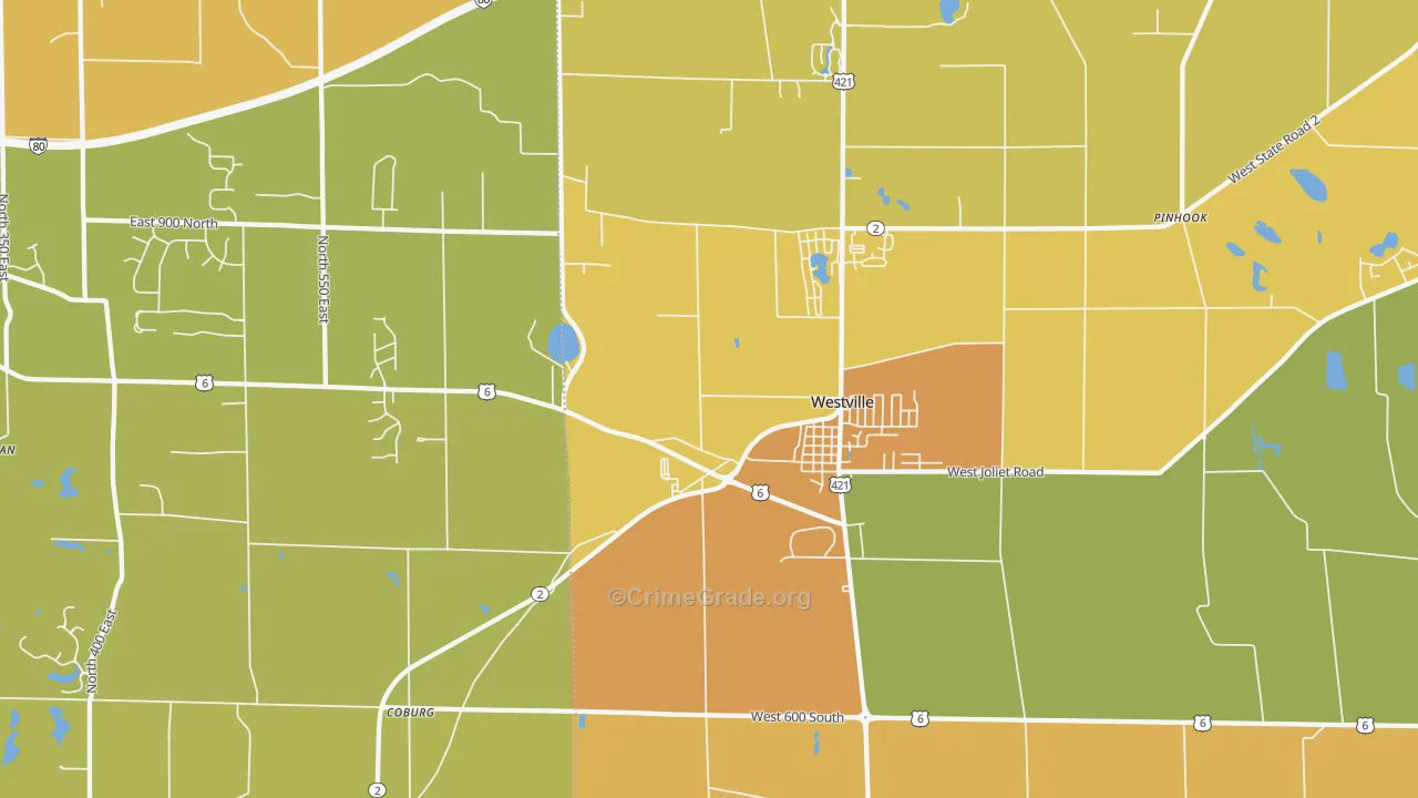 46391, IN Map of Vehicle Theft Rates