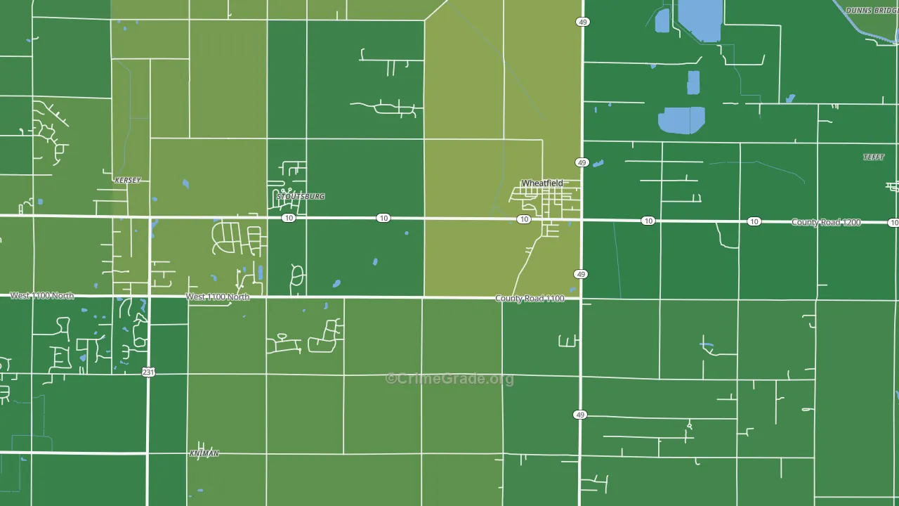 46392, IN Map of Vehicle Theft Rates