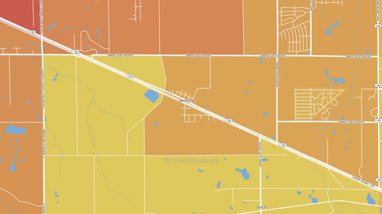 46393, IN Map of Vehicle Theft Rates