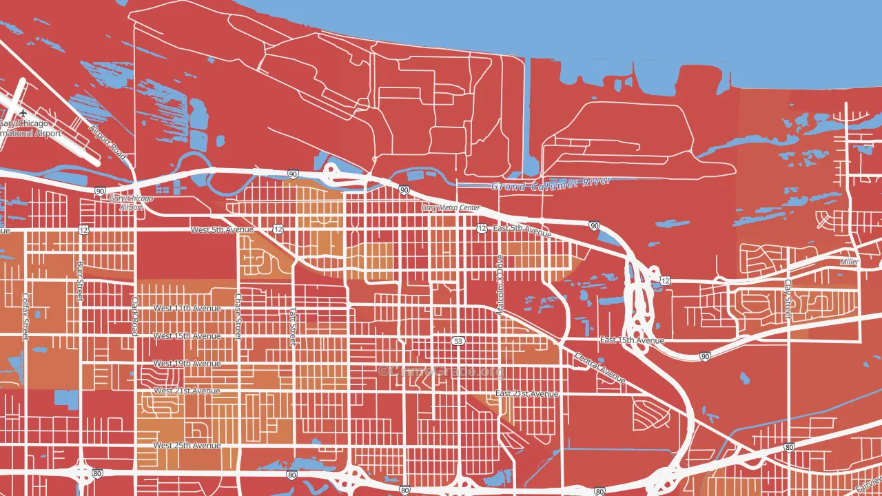 46402, IN Map of Vehicle Theft Rates