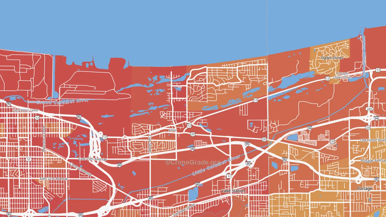 46403, IN Map of Vehicle Theft Rates