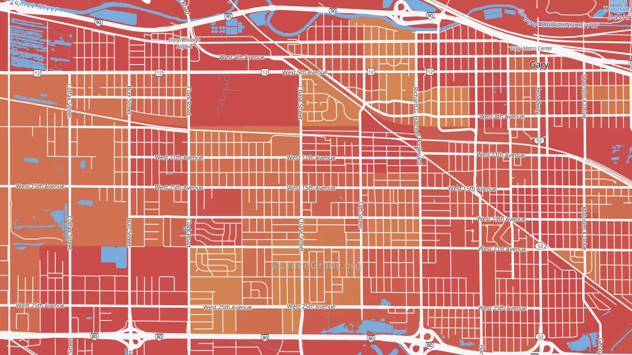 46404, IN Map of Vehicle Theft Rates