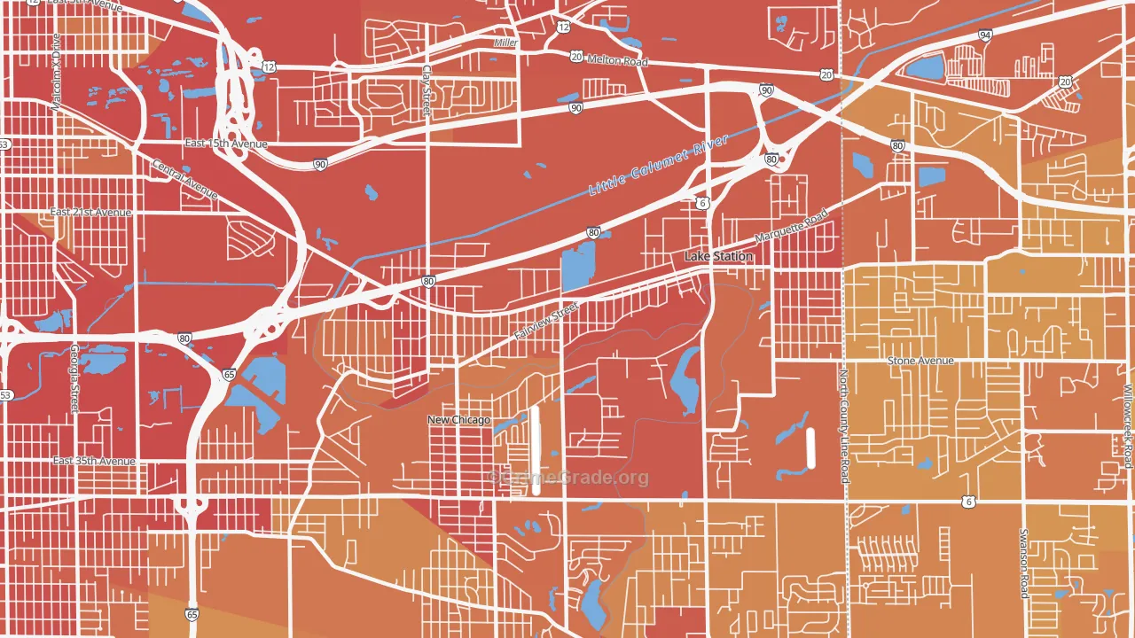 46405, IN Map of Vehicle Theft Rates