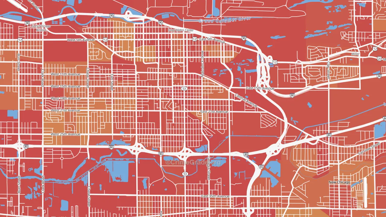 46407, IN Map of Vehicle Theft Rates
