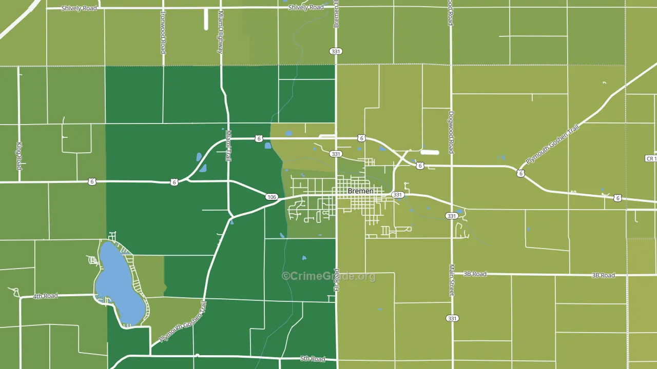 46506, IN Map of Vehicle Theft Rates