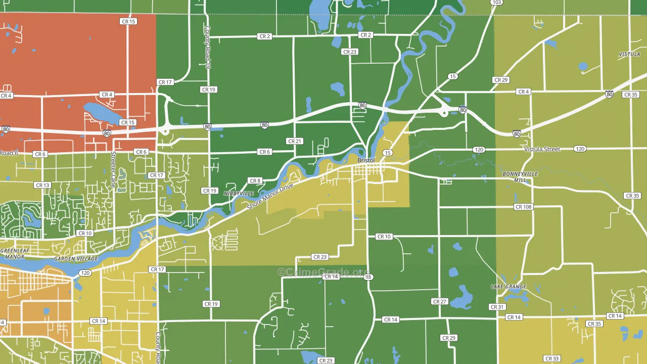 46507, IN Map of Vehicle Theft Rates