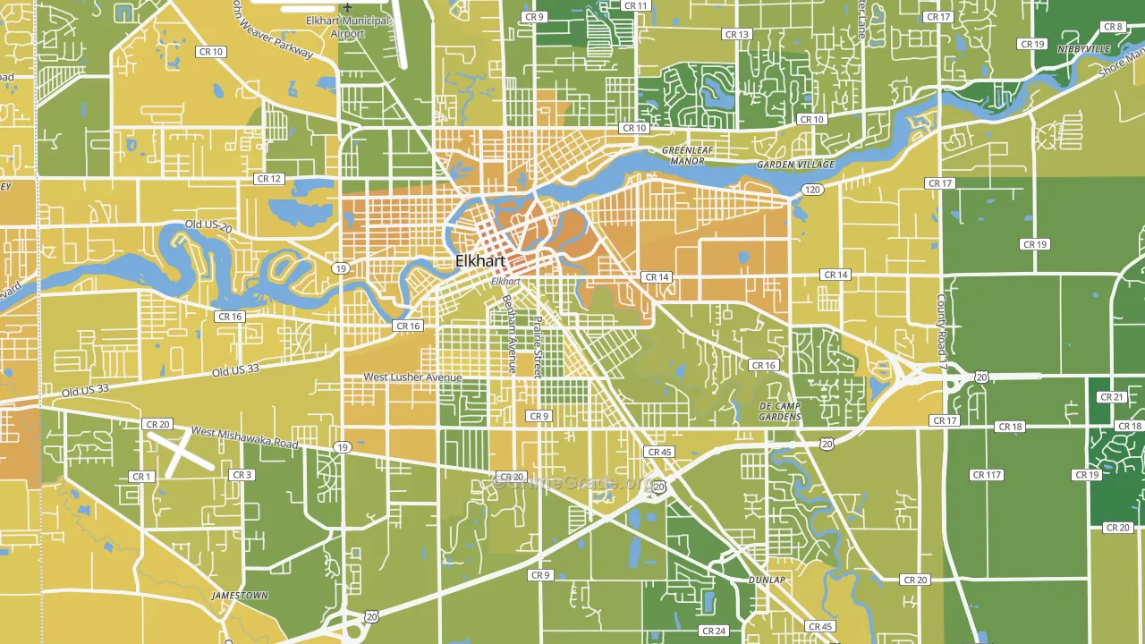 46516, IN Map of Vehicle Theft Rates