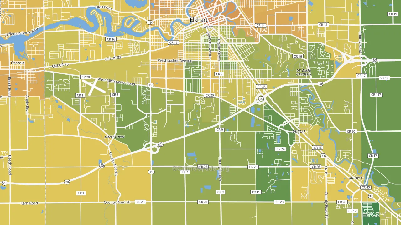 46517, IN Map of Vehicle Theft Rates