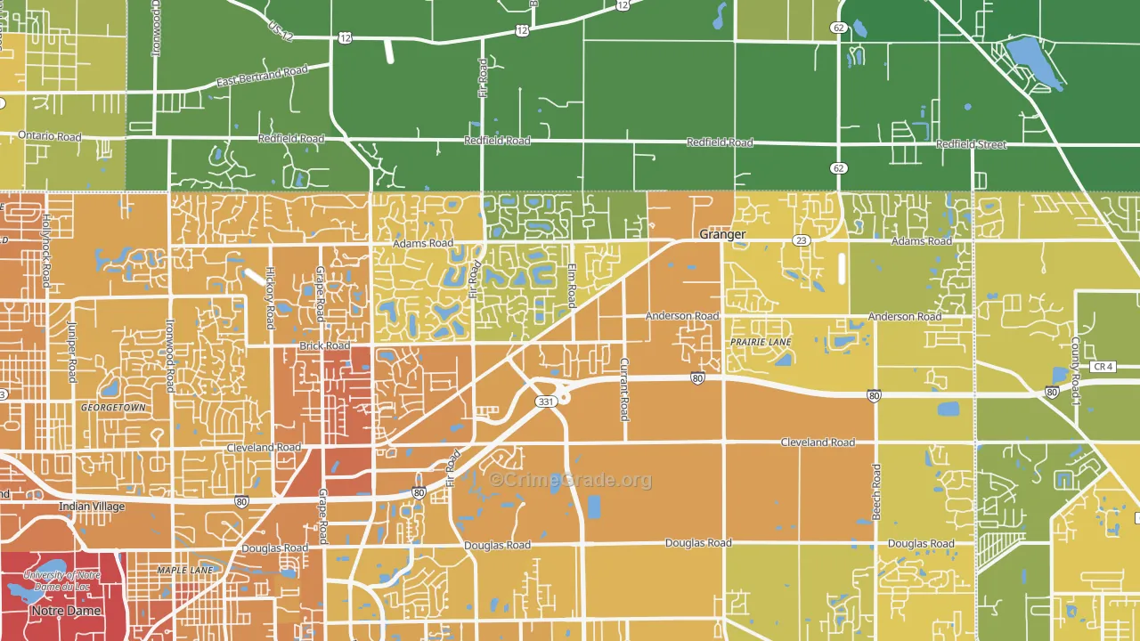 46530, IN Map of Vehicle Theft Rates