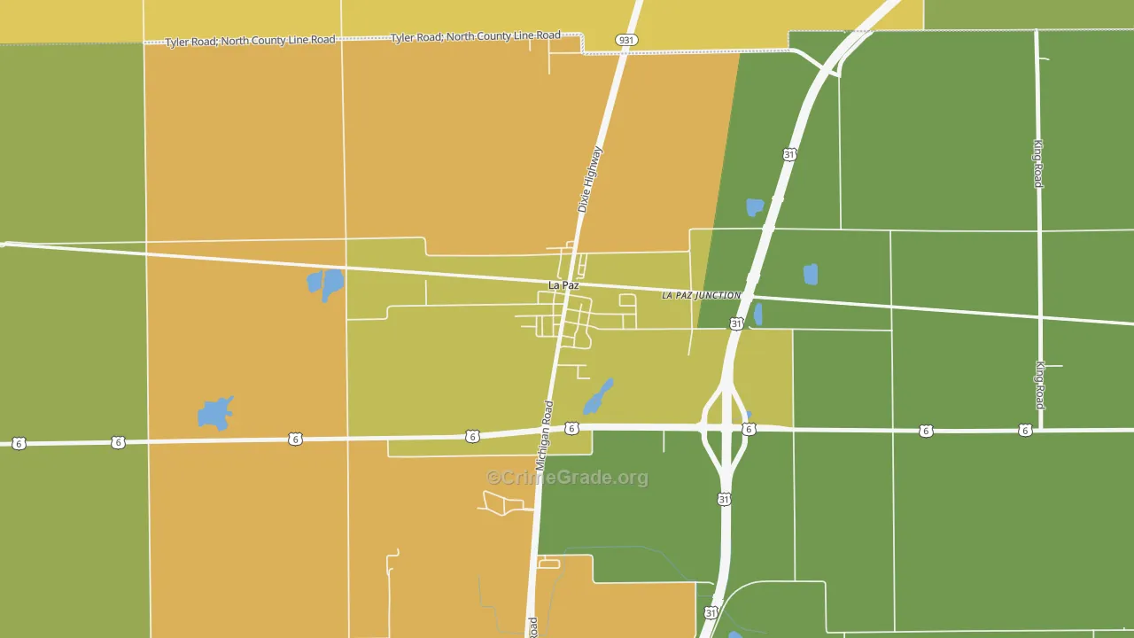 46537, IN Map of Vehicle Theft Rates