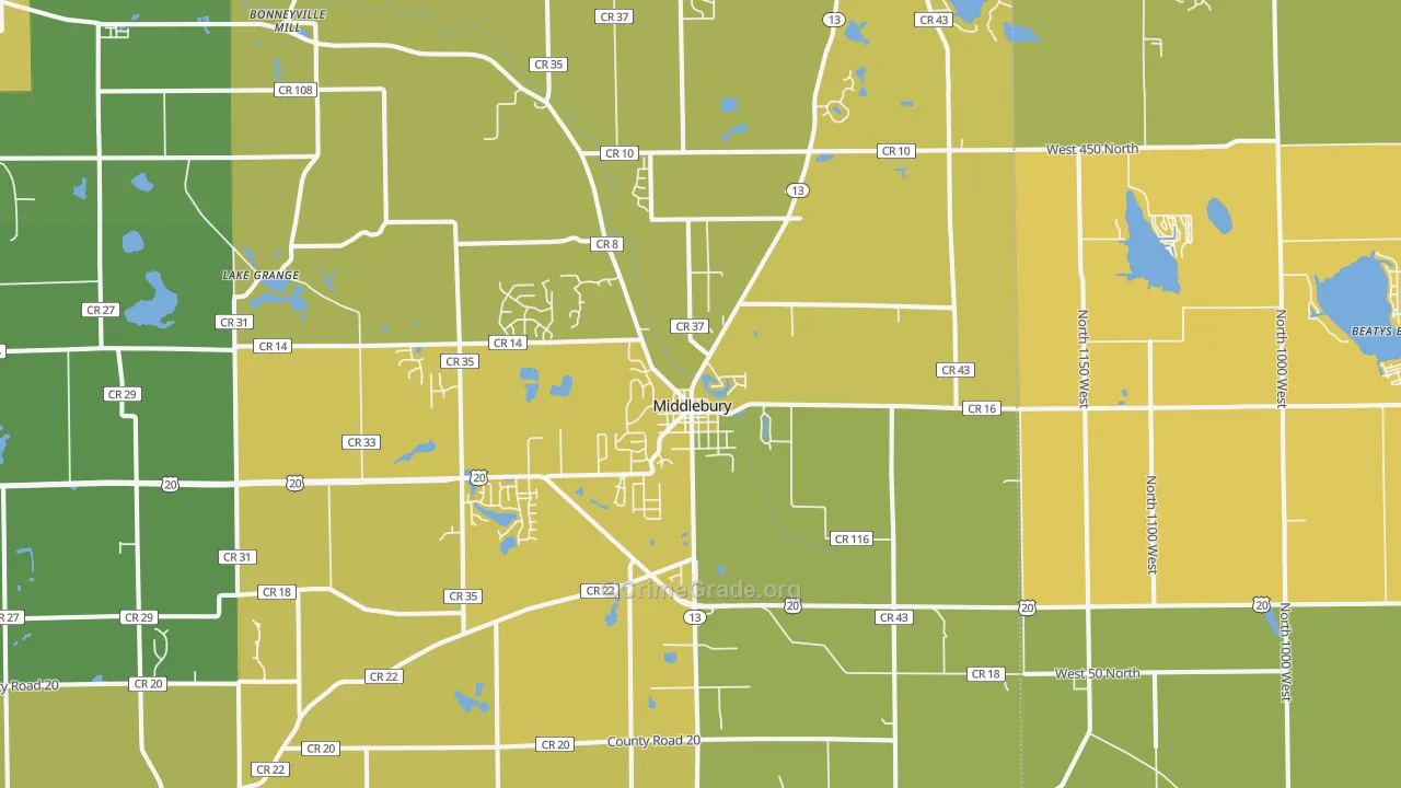 46540, IN Map of Vehicle Theft Rates