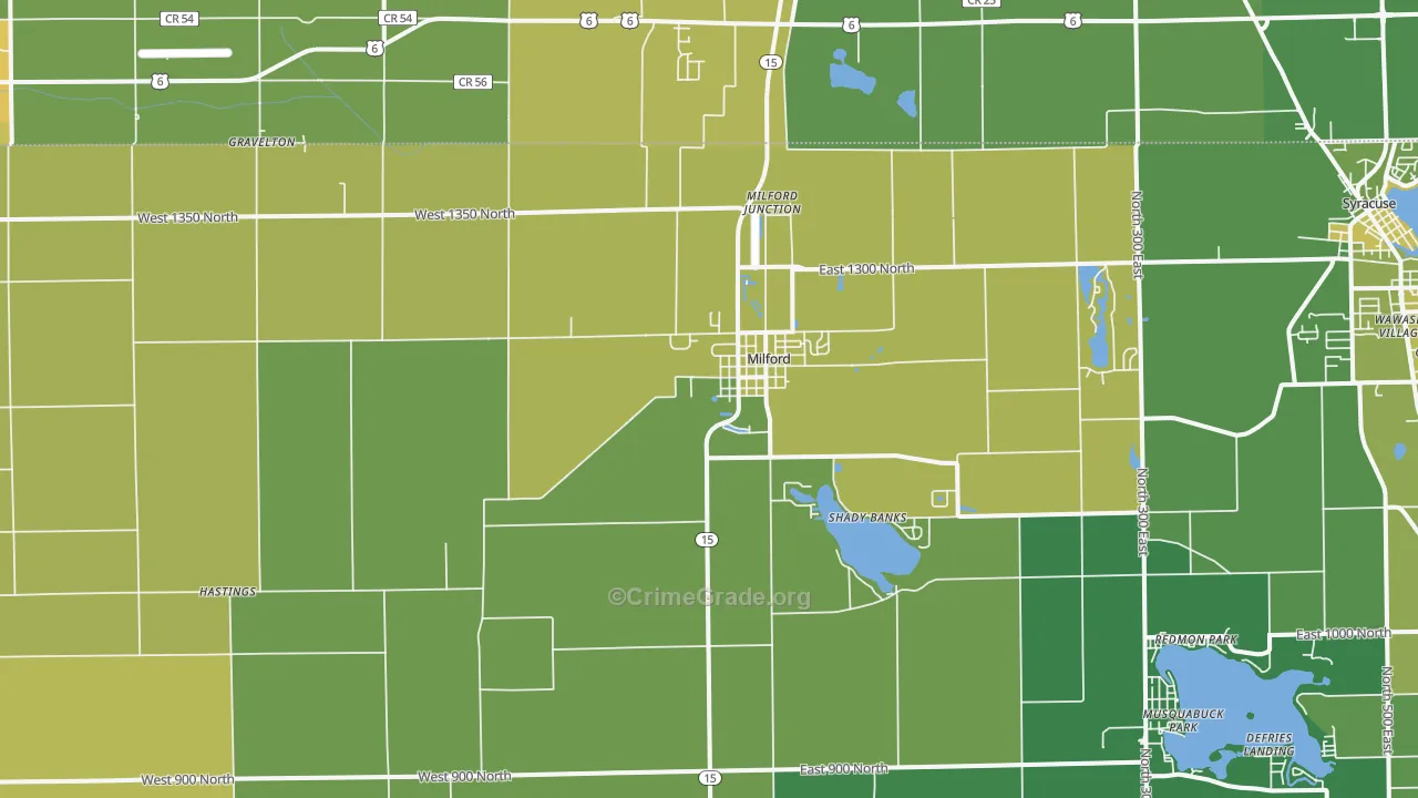 46542, IN Map of Vehicle Theft Rates