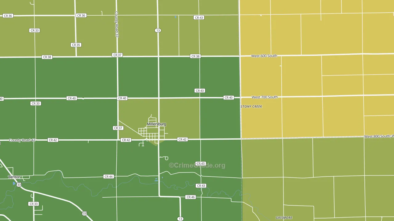 46543, IN Map of Vehicle Theft Rates