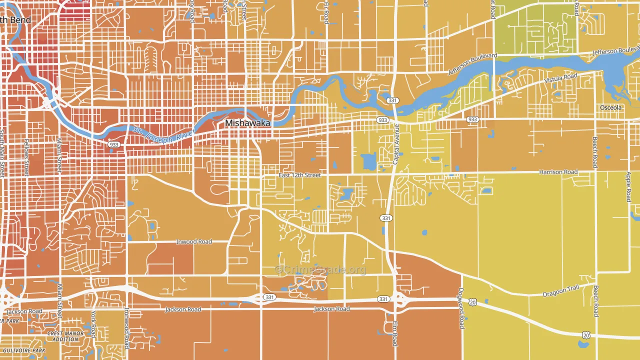 46544, IN Map of Vehicle Theft Rates
