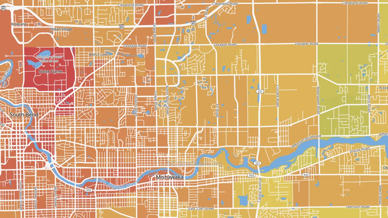 46545, IN Map of Vehicle Theft Rates