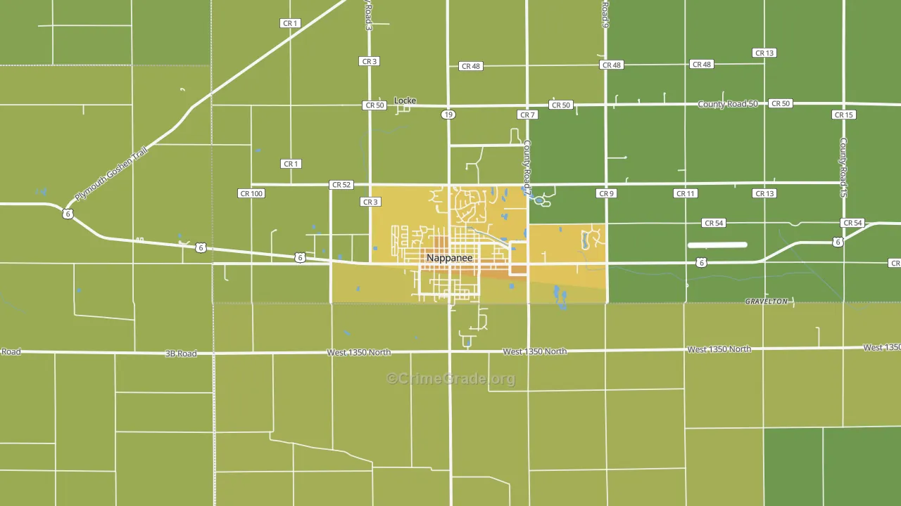 46550, IN Map of Vehicle Theft Rates