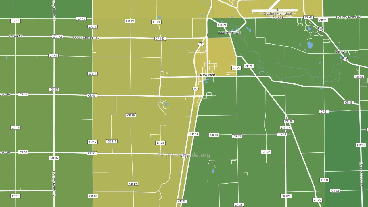46553, IN Map of Vehicle Theft Rates