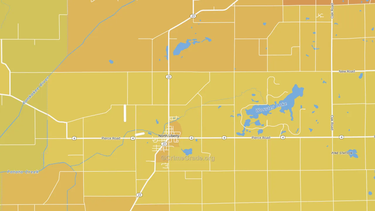 46554, IN Map of Vehicle Theft Rates