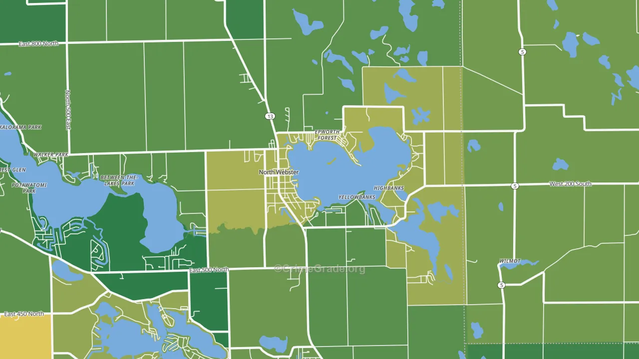 46555, IN Map of Vehicle Theft Rates