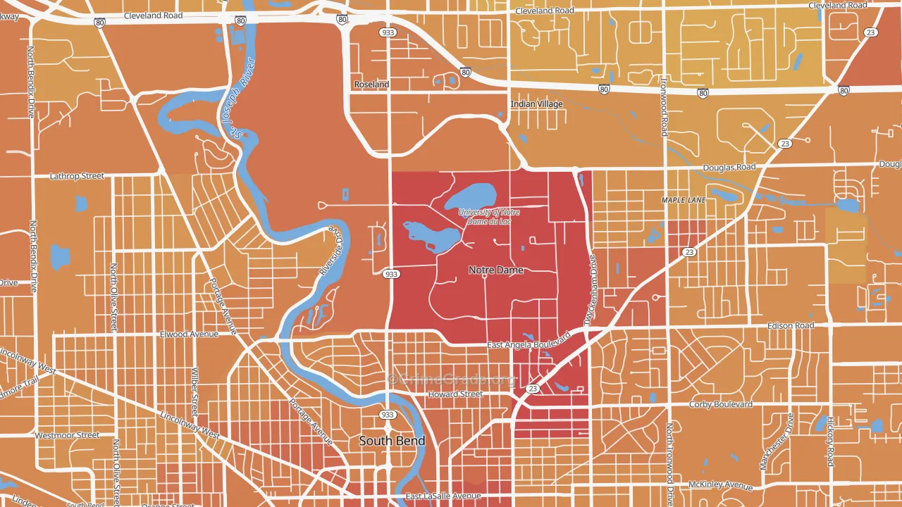 46556, IN Map of Vehicle Theft Rates