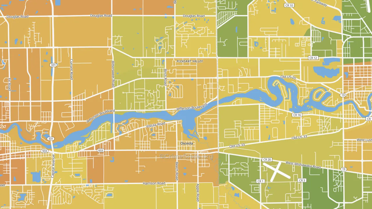 46561, IN Map of Vehicle Theft Rates