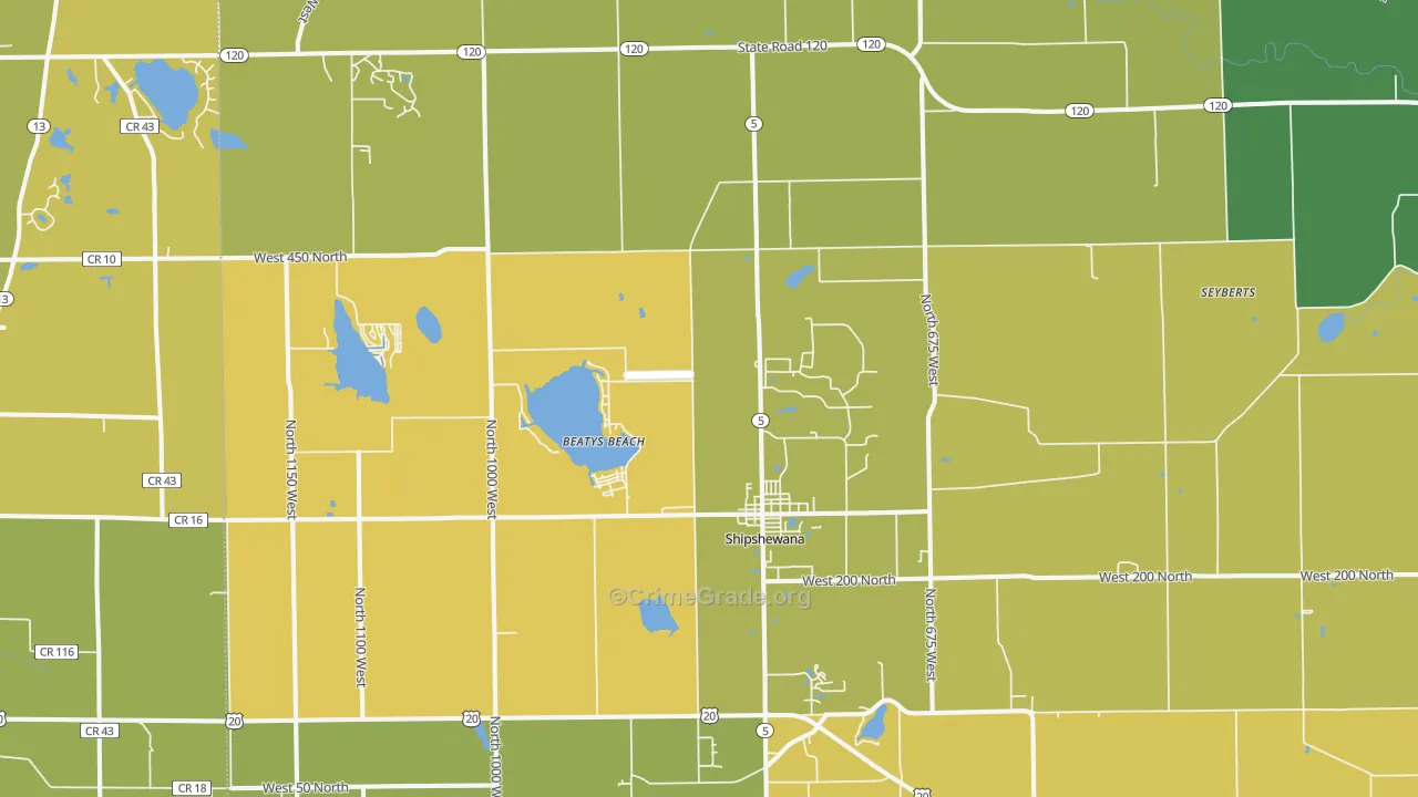 46565, IN Map of Vehicle Theft Rates