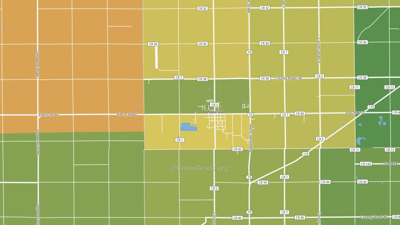 46573, IN Map of Vehicle Theft Rates