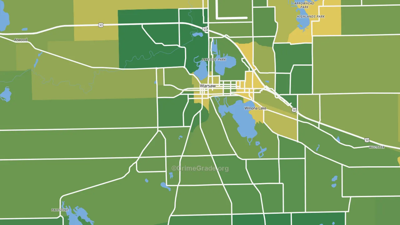 46580, IN Map of Vehicle Theft Rates