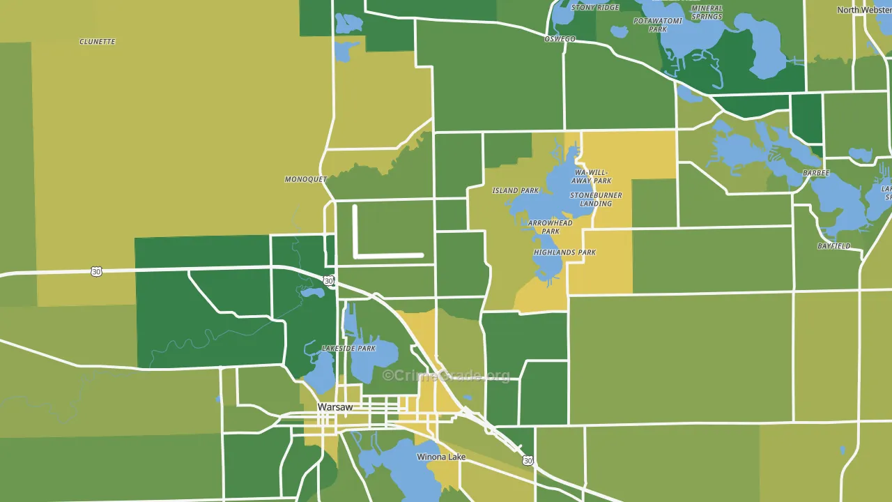 46582, IN Map of Vehicle Theft Rates