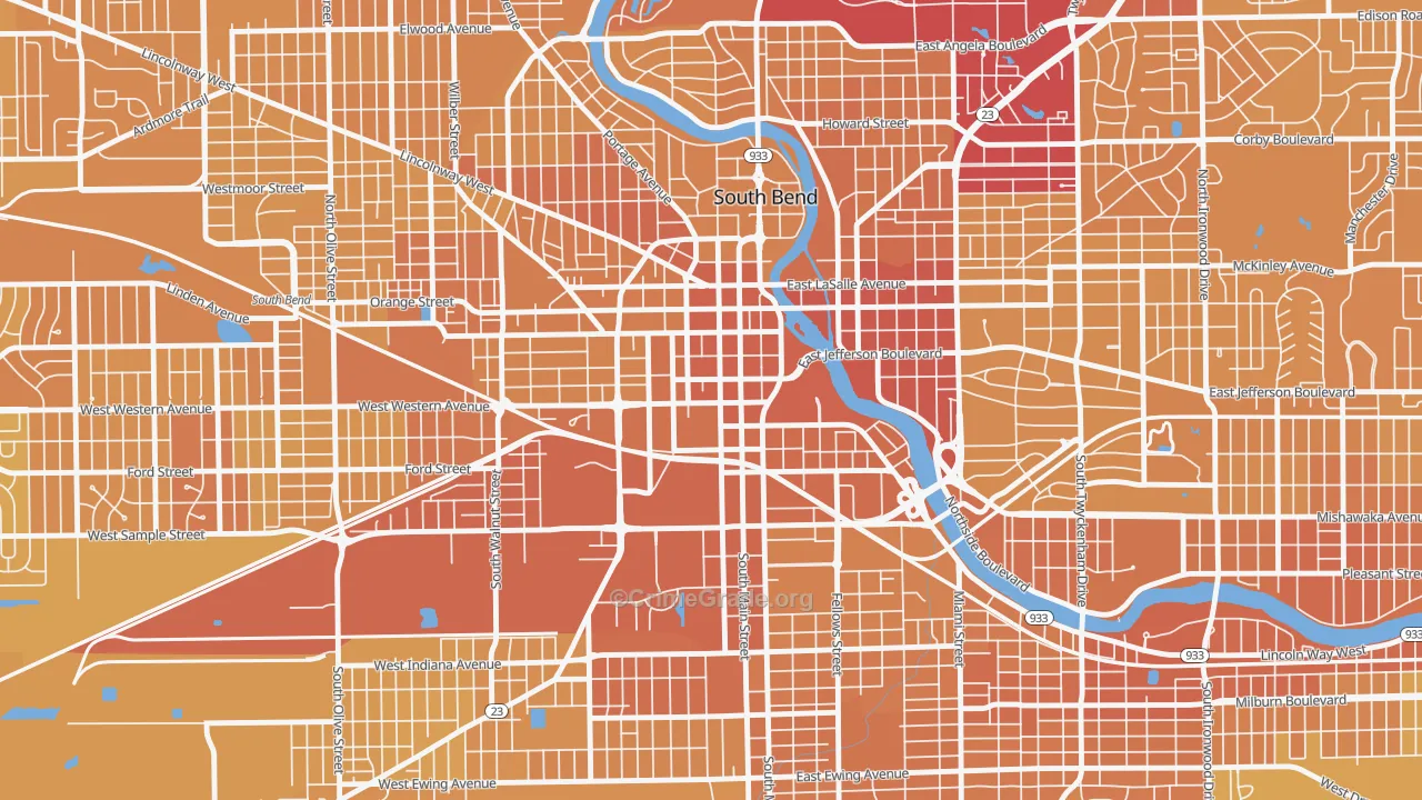 46601, IN Map of Vehicle Theft Rates