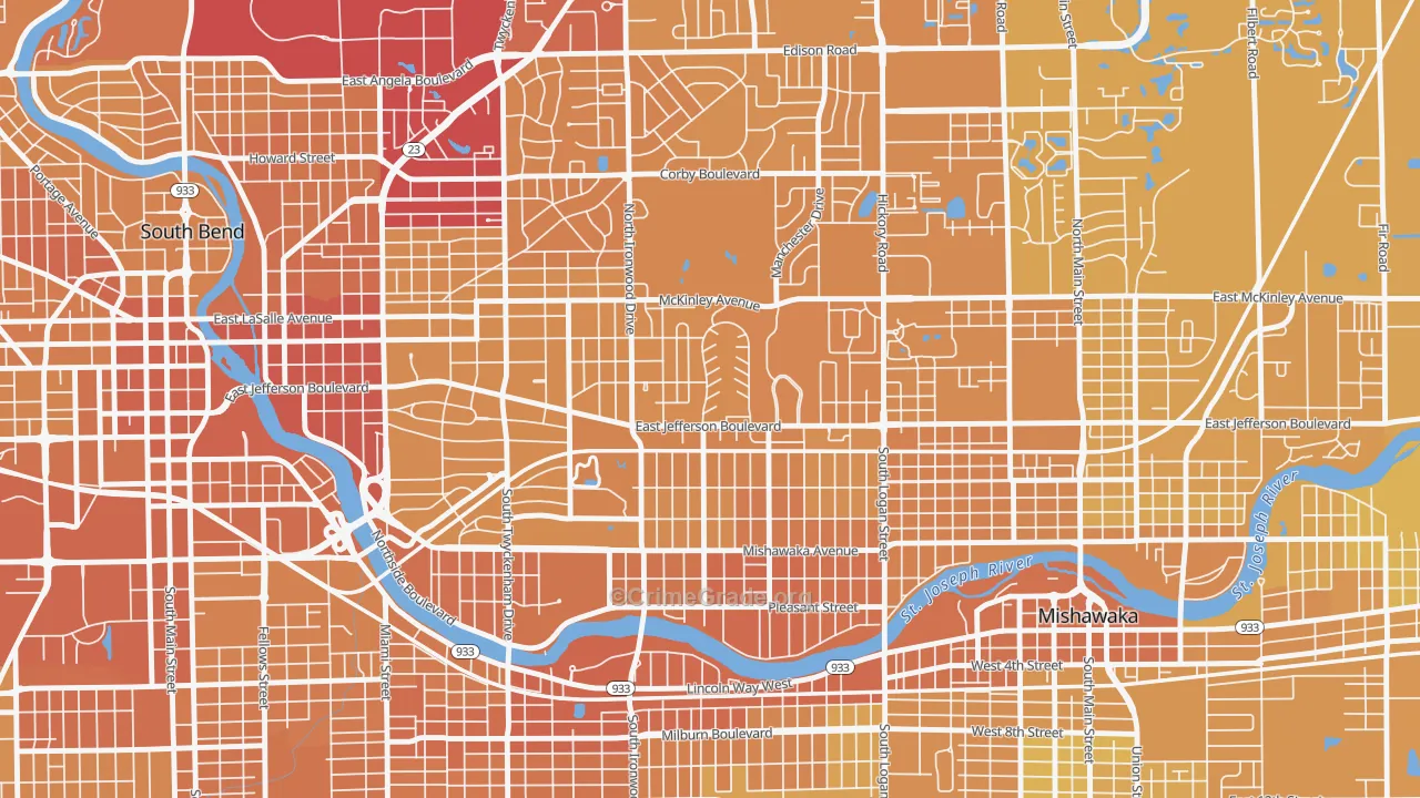 46615, IN Map of Vehicle Theft Rates
