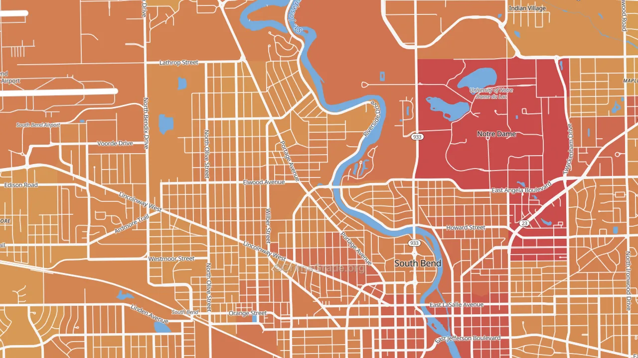 46616, IN Map of Vehicle Theft Rates