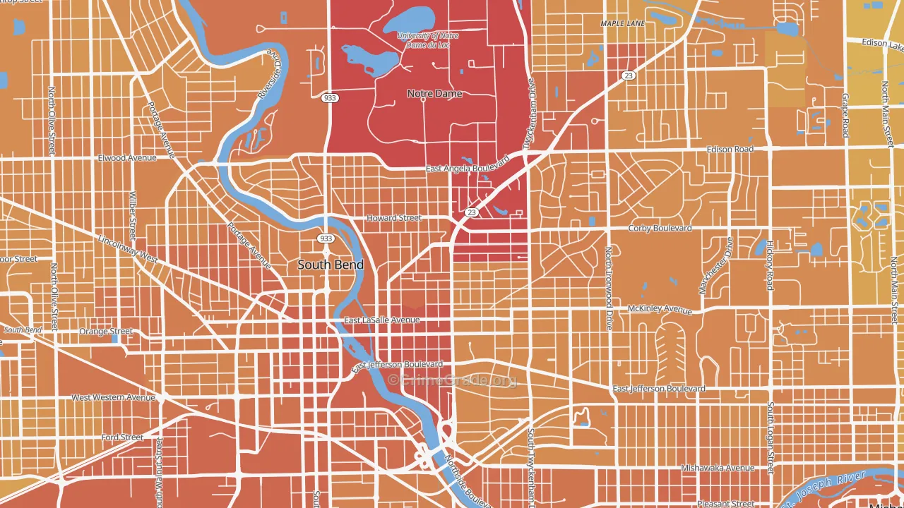 46617, IN Map of Vehicle Theft Rates