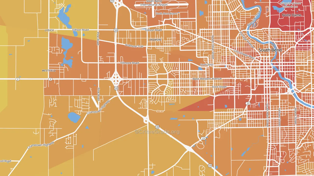 46619, IN Map of Vehicle Theft Rates