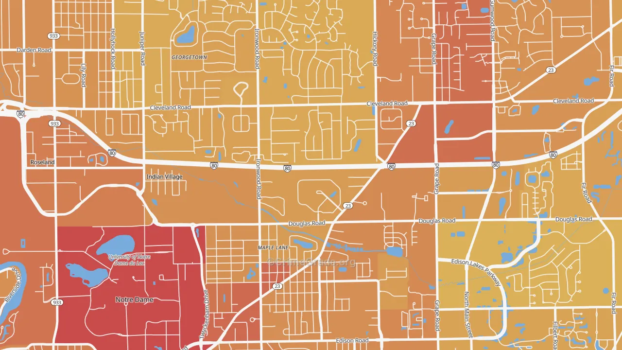46635, IN Map of Vehicle Theft Rates