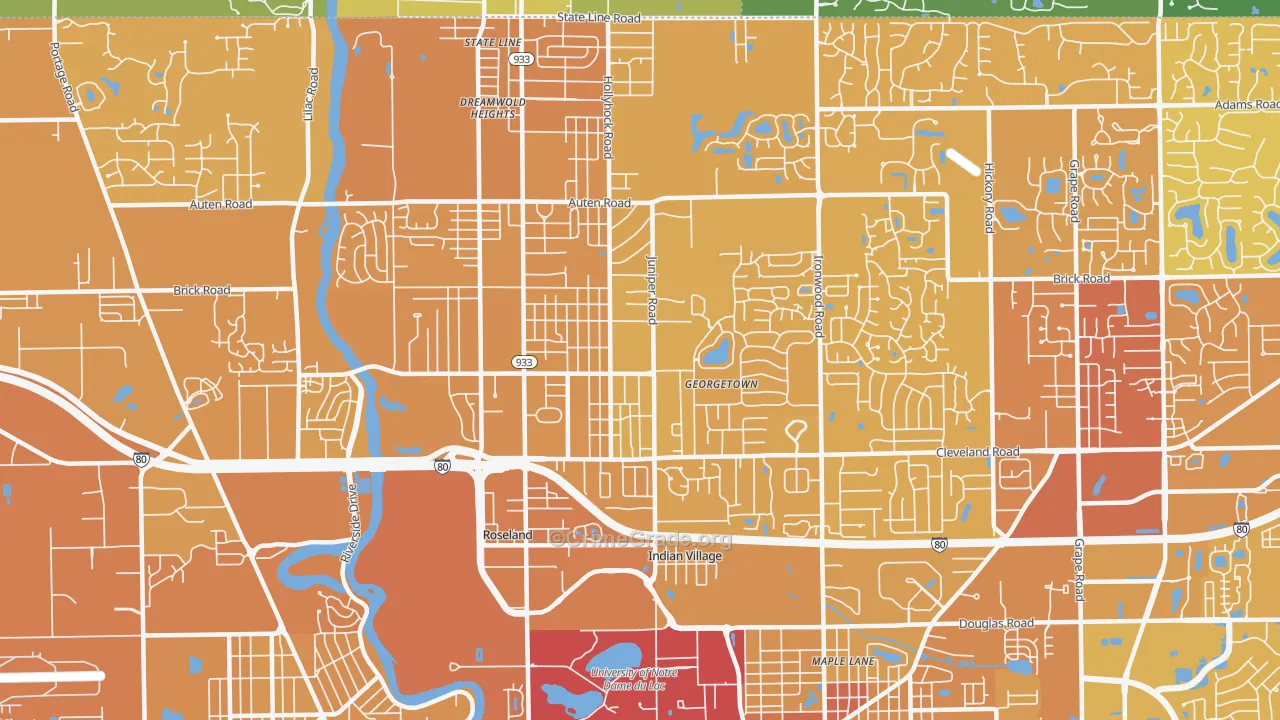 46637, IN Map of Vehicle Theft Rates