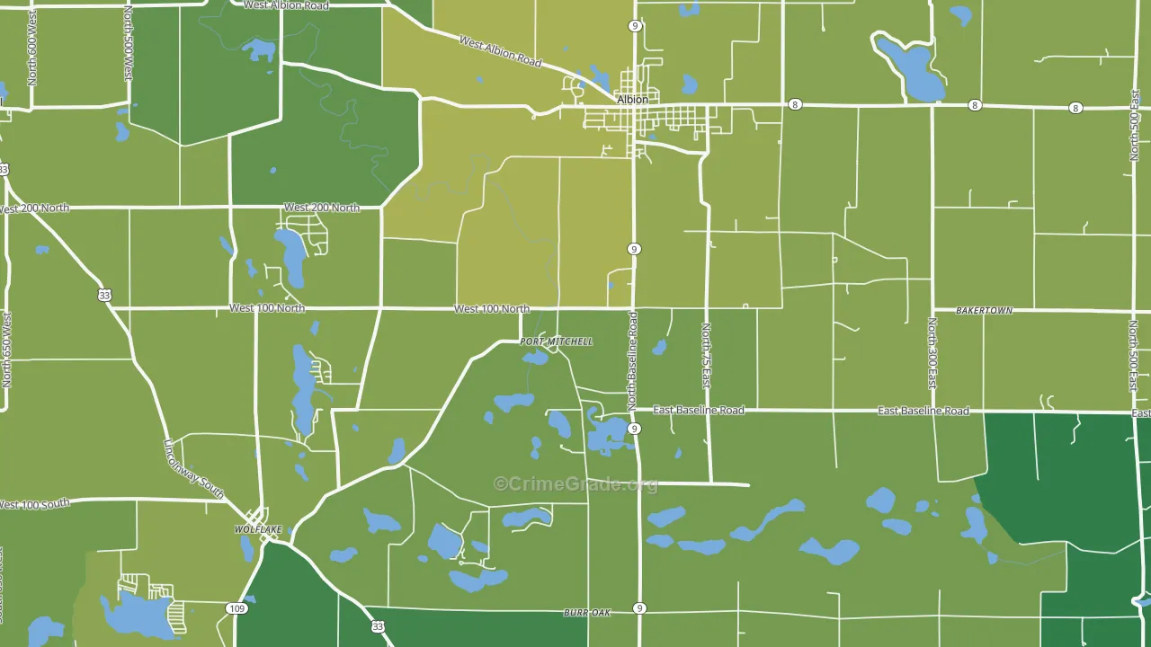 46701, IN Map of Vehicle Theft Rates