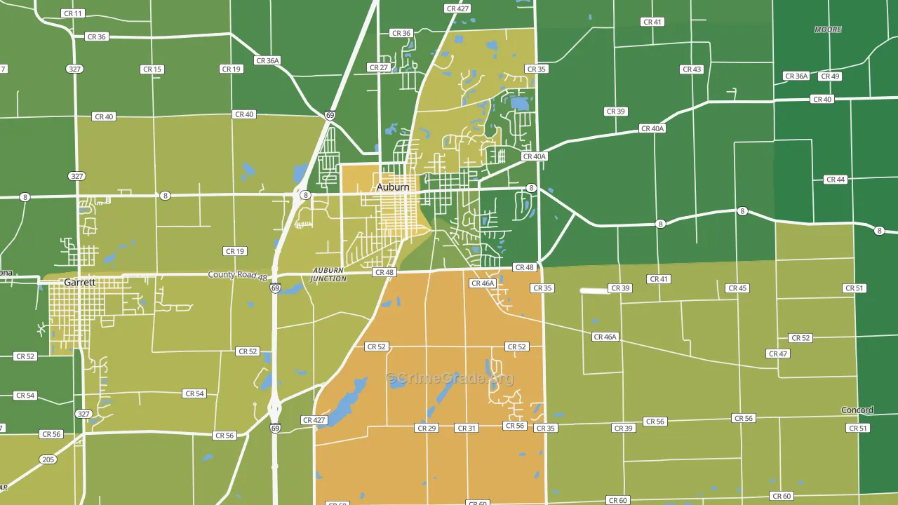 46706, IN Map of Vehicle Theft Rates
