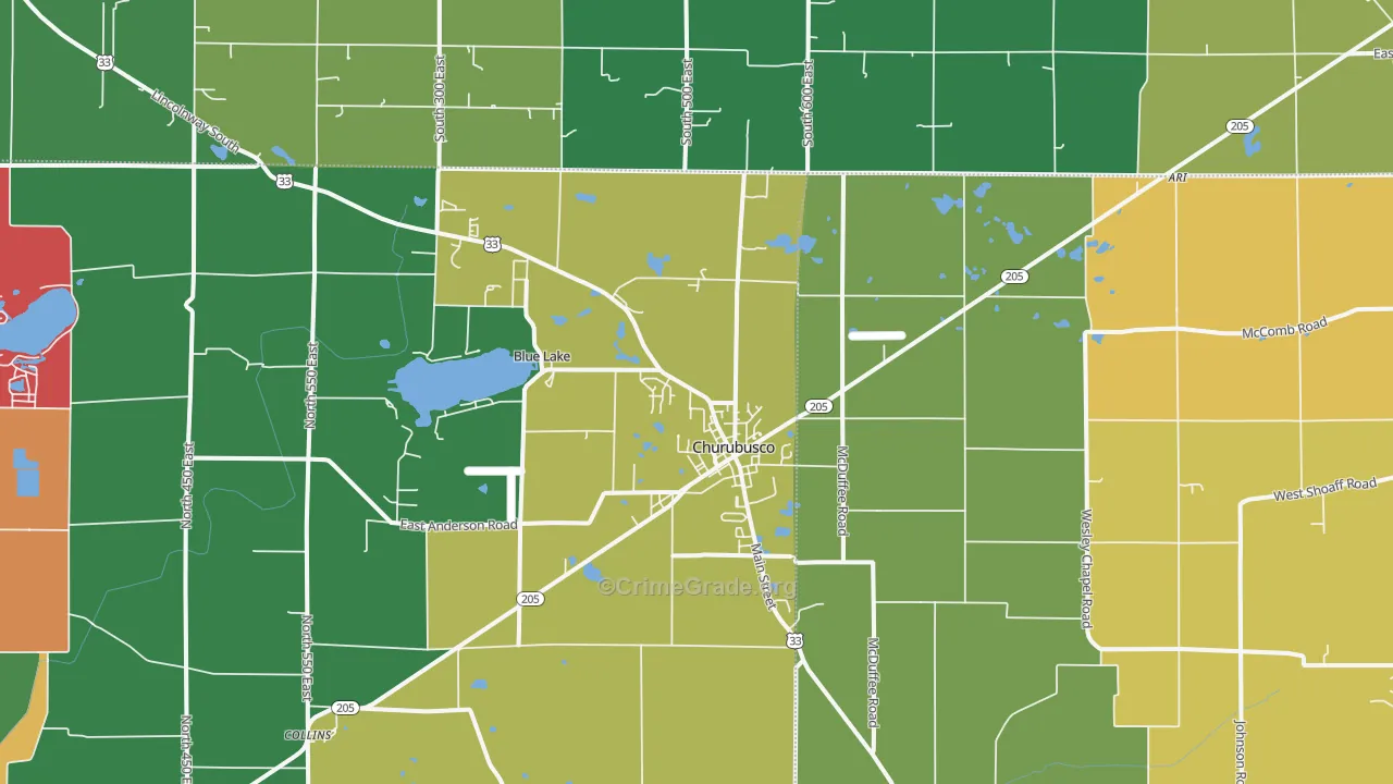 46723, IN Map of Vehicle Theft Rates