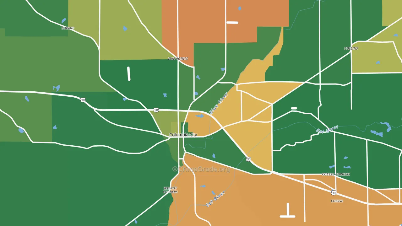 46725, IN Map of Vehicle Theft Rates