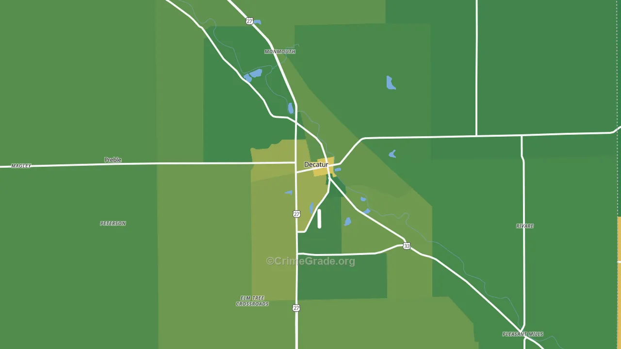 46733, IN Map of Vehicle Theft Rates