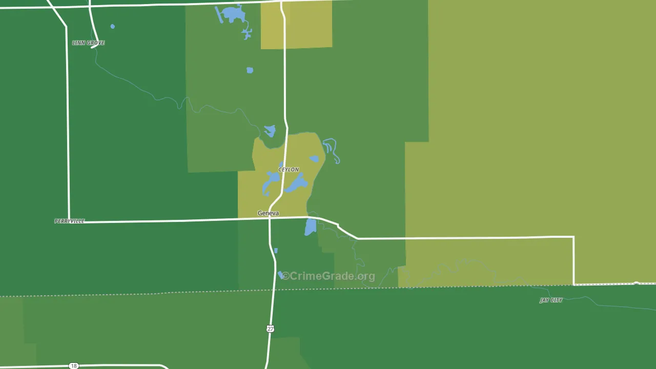 46740, IN Map of Vehicle Theft Rates