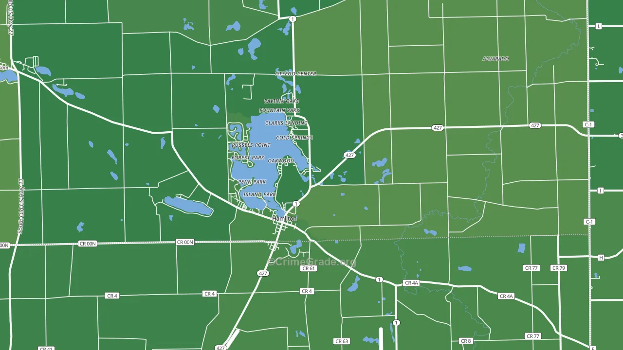 46742, IN Map of Vehicle Theft Rates
