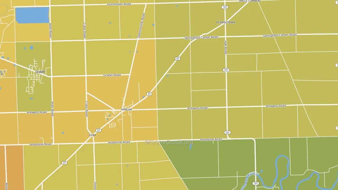 46743, IN Map of Vehicle Theft Rates