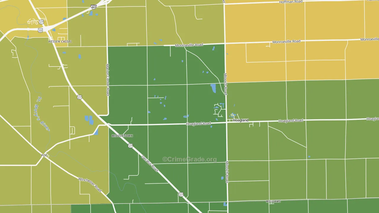 46745, IN Map of Vehicle Theft Rates
