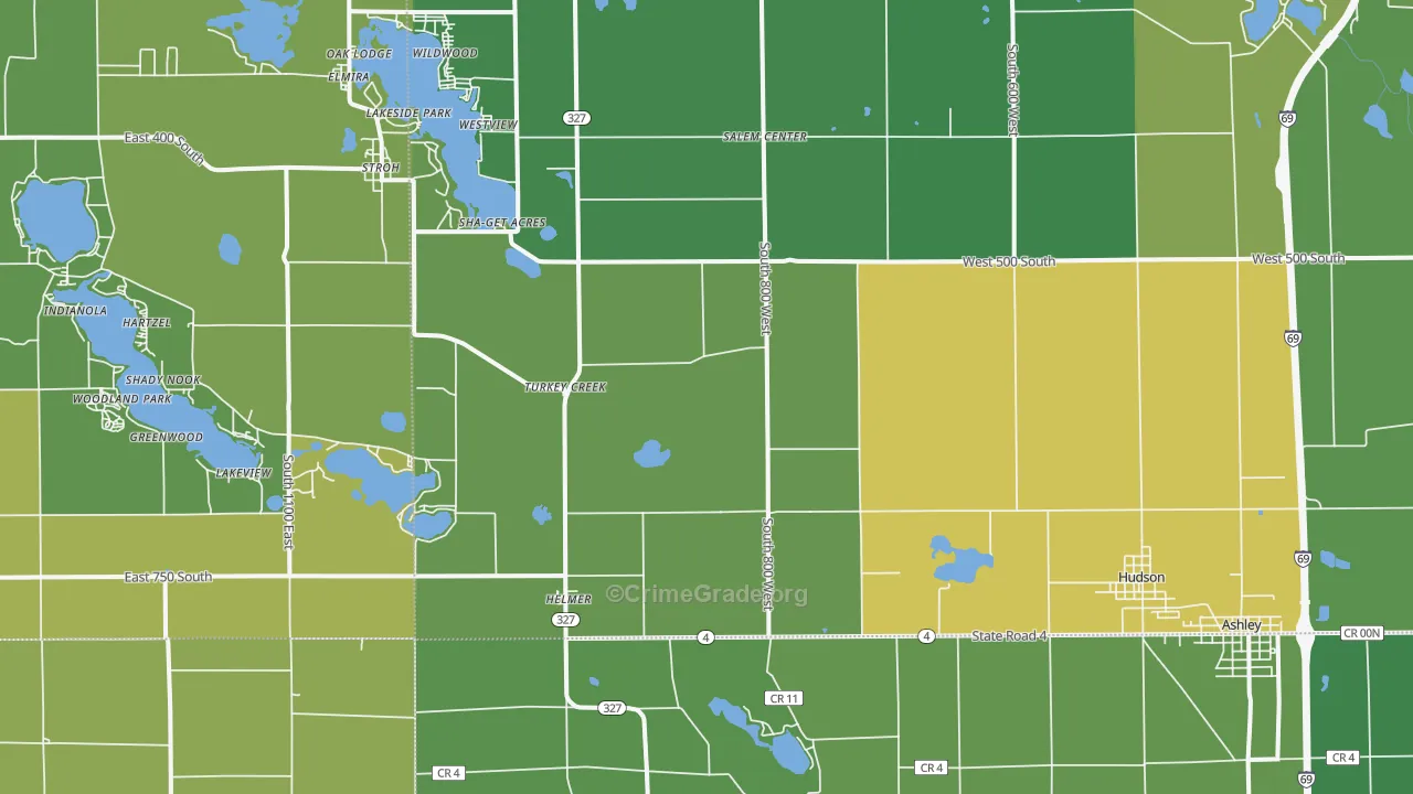 46747, IN Map of Vehicle Theft Rates
