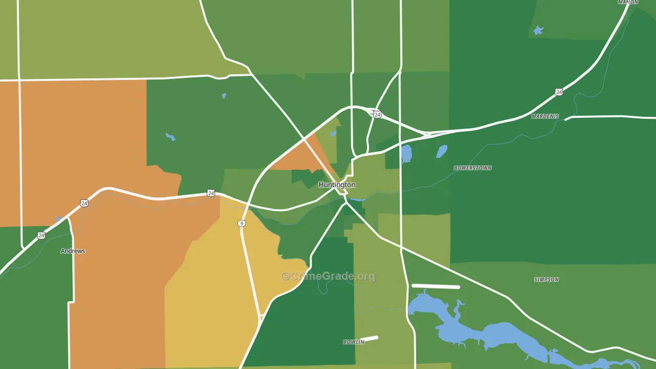 46750, IN Map of Vehicle Theft Rates